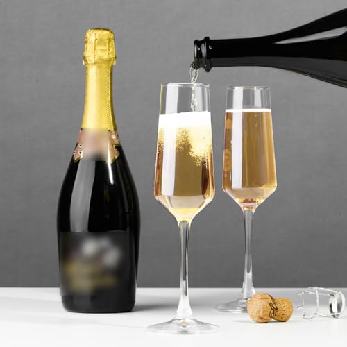 PARACITY Champagne Flutes, Champagne Glasses Set of 4, Elegant 8.5oz glass champagne flutes, Gift for Birthday, Wedding, C...