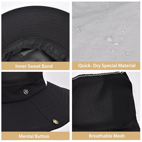 ZOORON Sun Hats for Teens Men Women Waterproof Fishing Hat UPF 50+ Bucket Hat Quick Dry Safari Hat for Beach Hiking Garden