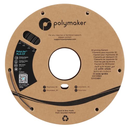 Polymaker Carbon Fiber PLA Filament 1.75mm, Carbon Fiber Reinforced 3D Printer PLA Filament 1kg - PolyLite 1.75mm Carbon F...