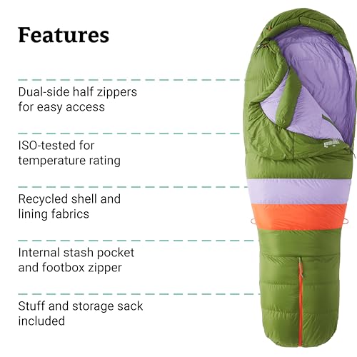 MARMOT Women's Angel Fire 25° Sleeping Bag, 650 Fill Down for Camping & Backpacking