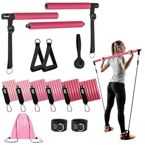 Pilates Bar Kit with Resistance Bands, Multifunctional youga bar for Women & Men – Portable Pilates Workout Equipment for ...