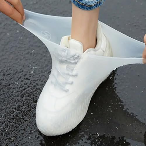 2Pairs Latex Rain Boots, Waterproof Shoe Covers, Reusable for Outdoor Rain Protection - WHITE