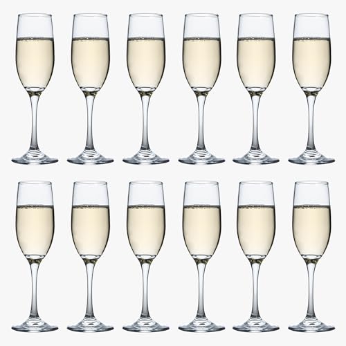 YANGNAY Champagne Glasses, Champagne Flute Glass Set of 12, Clear Champagne Flutes for Party, Home, Restaurant Use, 6 oz C...