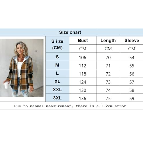 Women's Plaid Jacket, Fleece Lined Hooded Coat for Cold Weather