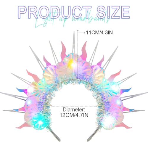 Bessney Light Up Headband Glowing Mermaid Headbands LED Rave Festival Hair Accessories for Women