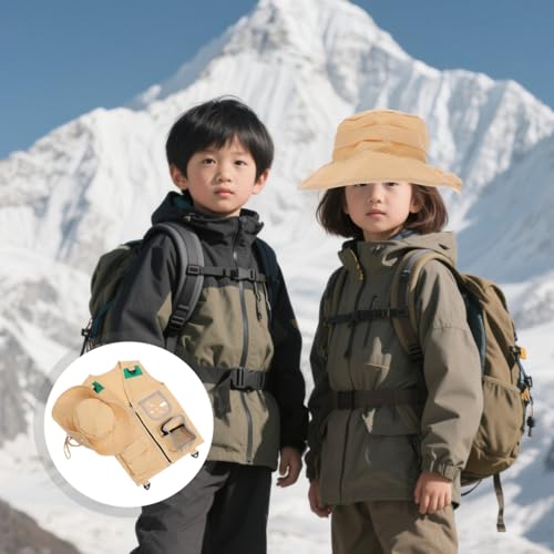 BRIGHTFUFU 1Set Kid Exploration Kit with Vest Hat Kid Camping Bug Catcher Fishing Set Outdoor Adventure Guide Scavenger Hu...