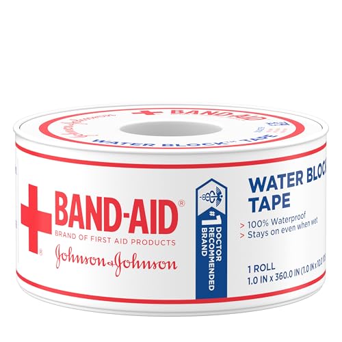 Band-Aid Brand First Aid Water Block 100% Waterproof Self-Adhesive Tape Roll for Durable Wound Care to Firmly Secure Banda...