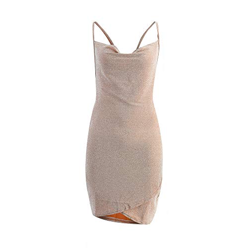 VANCOL Women's Sexy Glitter Spaghetti Strap Mini Party Dress