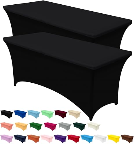 Utopia Kitchen Spandex Tablecloth 2 Pack [4FT, Black] Tight, Fitted, Washable and Wrinkle Resistant Stretch Table Cloth Re...