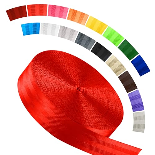WEBSUKA Polyester Webbing Strap 16+Colors – 1"&1.5"&1.9" – 16.5 25 33 55 Yards Heavy Duty Webbing Roll, Flat Webbing Strap...