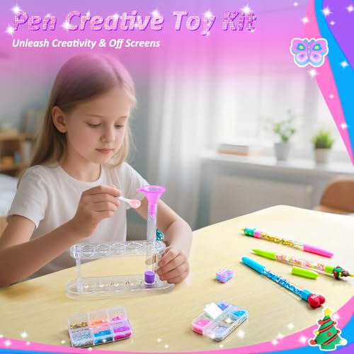 MOMUSE 50 Accessories DIY Pen Making Kit, Fun Pen Creator Studio – Making 12 Sparkly Pens with Sequins Beads, Creative Art...