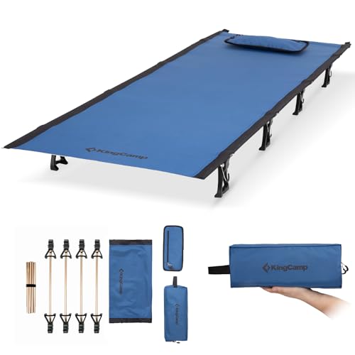 KingCamp Ultralight Camping Cot, Portable Folding Tent Camping Bed, Heavy Duty Sleeping Bed with Pillow for Adults Outdoor...