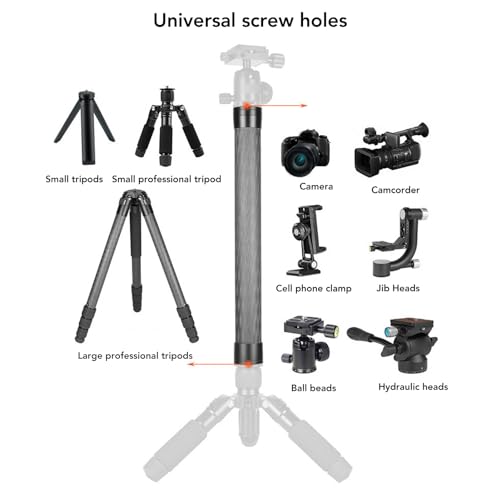 Camera Extension Pole, Tripod Center Column Extension Extender, Carbon Fiber Extension Pole Telescopic 2 Section Pole Rod ...