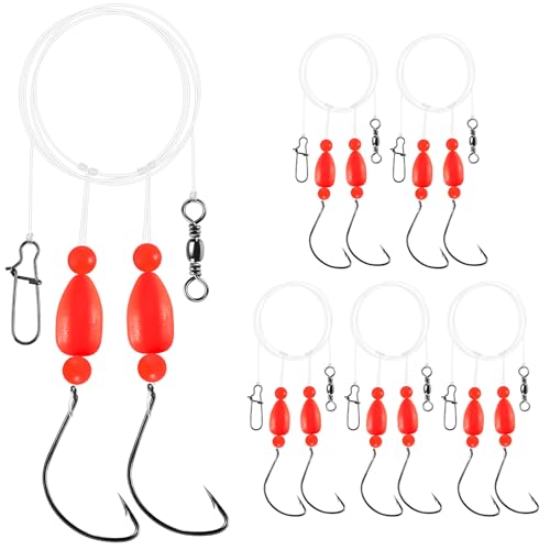 Alwonder 5-Pack Pompano Rigs Surf Fishing Rigs with Snell Floats, Saltwater Live Bait Rig Swivels Duo Lock Snaps Circle Wi...