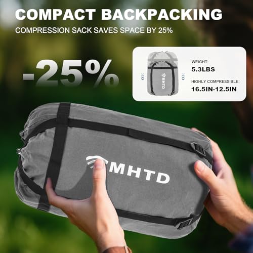 MHTD Winter Cold Weather Sleeping Bag for Adults 0 Degree,Cotton Canvas with YKK Zipper Compact Backpacking Mummy Camping ...