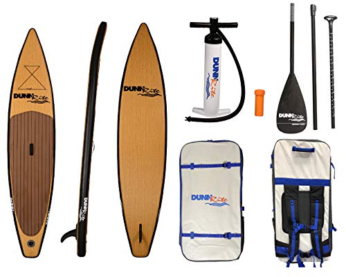 Dunnrite Products Inflatable Stand Up Paddle Board Kit (SUP with Carbon Fiber Paddle, Backpack Travel Bag, Pump, Fins, & C...