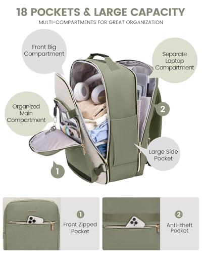 LOVEVOOK 40L Travel Backpack for Women & Men, Airline Approved Carry On Luggage with 3 Packing Cubes, TSA Overnight Bags, ...