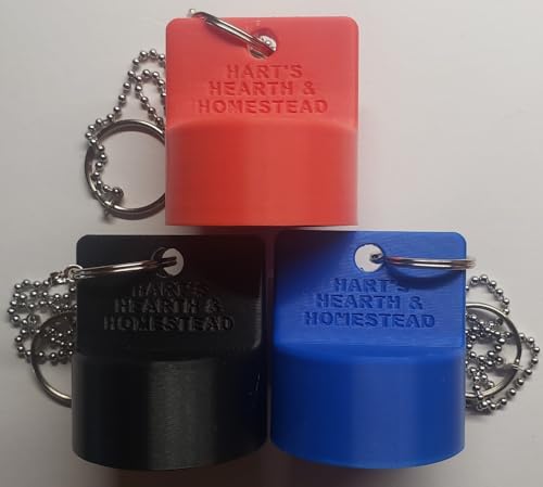 Hart's Hearth & Homestead Propane OPD Red, Blue, or Black Threaded Dust Cap with SS Chain Tether, 2 Year Warranty, fits 20...