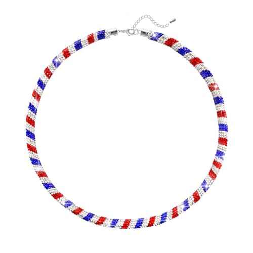 Red White and Blue Baseball Necklace Sparkly Rhinestone Baseball Game Day Chain Accessories for Men Women Baseball Team Players Lovers Gift