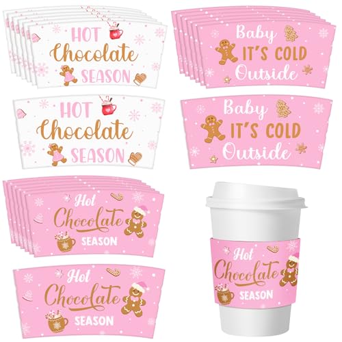 Jingmore 36 Pcs Hot Cocoa Bar Coffee Cup Sleeves Baby It's Cold Outside Coffee Holder Hot Chocolate Bar Disposable Brewed ...
