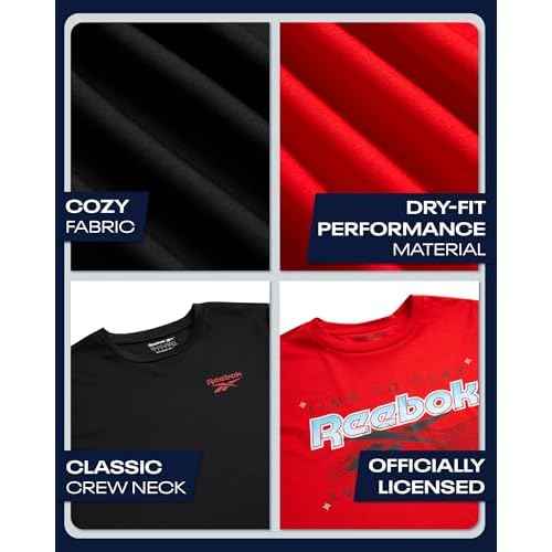 Reebok Boys Shirts - 2 Pack Active Performance Dry Fit T Shirts for Boys - Athletic Training Tops for Kids (8-20)