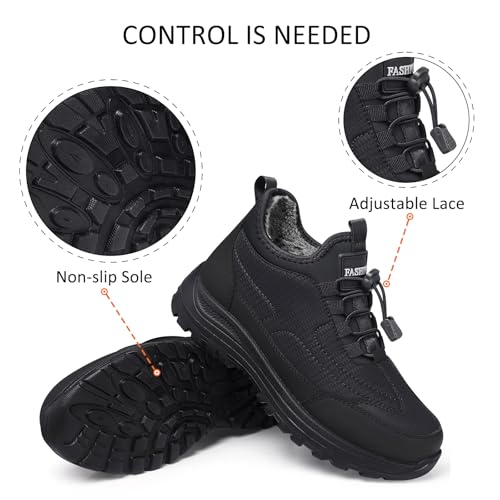TEMOFON Snow Boots for Women Winter: Waterproof Slip On Fur Warm Snow Boots - Comfortable Walking Ankle Winter Outdoor Sho...