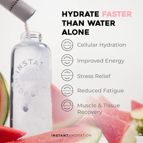 Instant Hydration Electrolytes Powder Packets - Watermelon Electrolyte Drink Mix - Zero Sugar - Keto, Vegan, Gluten-Free, ...