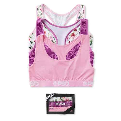 PSD Underwear Womens Sports Bra - Floral Print, Medium Support Sports Bras for Women, Womens Racerback Sports Bras