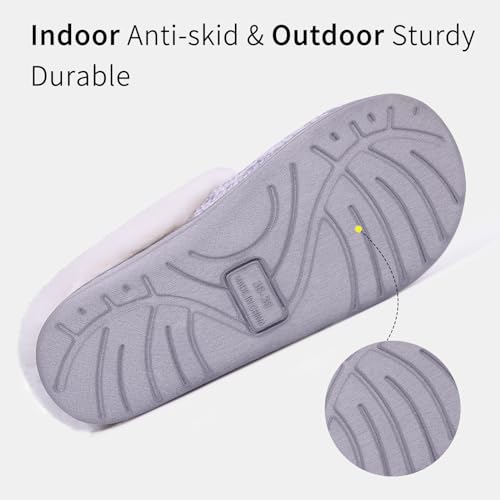 Evshine Warm Knit House Slippers for Women Comfy Wool-Like Lined Chenille Slippers with Memory Foam and Indoor Outdoor Soles