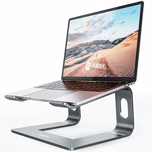 Nulaxy Fully Aluminum Detachable Laptop Stand, Ergonomic Ventilated Cooling Laptop Holder Computer Riser for Desk, Anti-Sl...