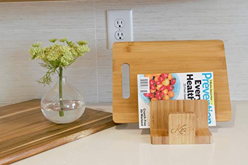 Natural Bamboo Cutting Board Organizer Rack for Kitchen, Pantry, or Office – 3-Compartment Storage Stand for Cutting Board...