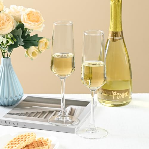 FrutPunch Champagne Flutes, Champagne Glasses Set of 2, 8.5OZ, Elegant High-Foot Champagne Glasses, Sparkling Wine Glasse...