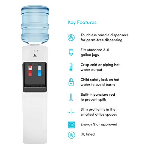 Avalon Top Loading Water Cooler Dispenser - Hot & Cold Water, Child Safety Lock, Innovative Slim Design, Holds 3 or 5 Gall...