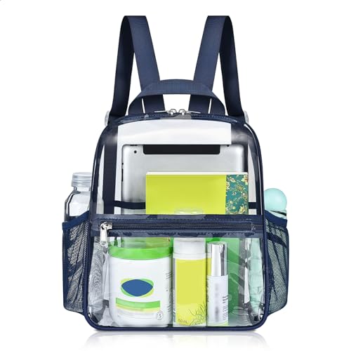 Mildbeer Small Clear Backpack, Stadium Approved 12x12x6 Clear Backpack for Women with 2 Bottle Holders for Festival Concer...