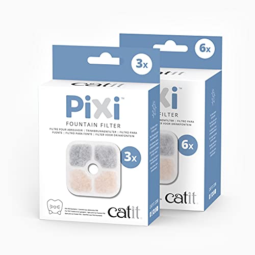 Catit PIXI Cat Drinking Fountain Original Filter, Official Replacement Triple Action Water Filter, 6-Pack, White