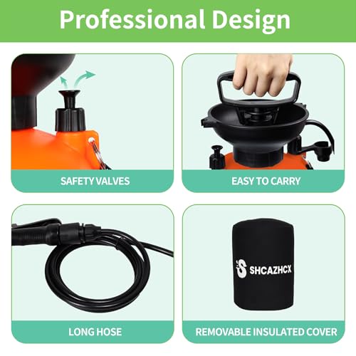 Shcazhcx 1.3 Gallon/5L Portable Outdoor Shower, 10 Spray Modes, No Power Needed, Insulated Sleeve Keeps Water Warm, Multi-...