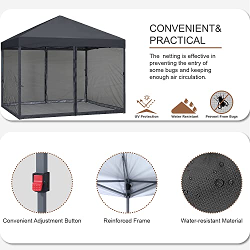 MASTERCANOPY Pop-Up Easy Setup Outdoor Canopy with Netting Screen Walls (10x10, Dark Gray)