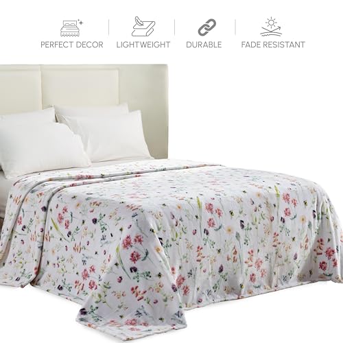Elegant Comfort Ultra Soft Print Flannel Fleece Bed Blanket, Cozy-Fuzzy Lightweight Bedspread Coverlet, All Season Decorat...