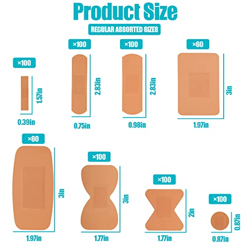 Lounsweer 720 Pcs Assorted Bandage Bulk Variety Pack Flexible Adhesive Breathable Bandage for Waterproof Fingertip Wound C...