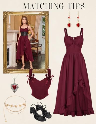 SCARLET DARKNESS Renaissance Dress Women Summer Corset Dress Flowy Sleeveless Milkmaid Sundress with Pockets