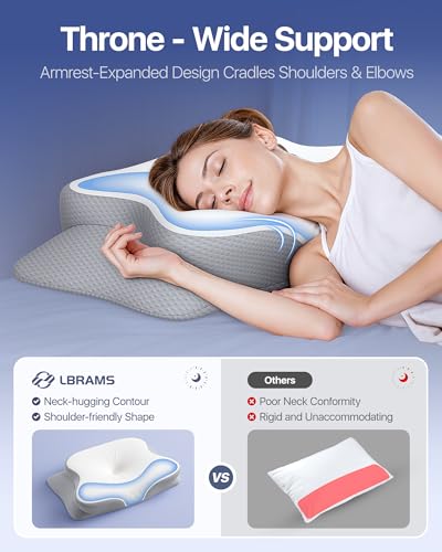 LBRAMS Cervical Pillow for Neck Pain Relief - Ergonomic Memory Foam Pillow with Cooling Case Orthopedic Support Side Sleep...