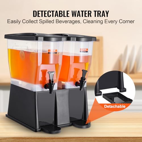 VEVOR Beverage Dispenser, 3 Gallon x 2 Drink Dispensers for Parties, Plastic Juice Dispenser with Stand Spigot Lid, Iced T...
