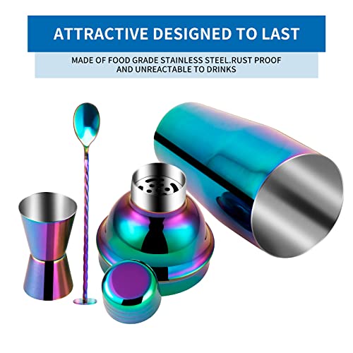 Safring 24oz Cocktail Shaker Bar Set, Martini Shaker with Built-in Strainer, Measuring Jigger, Mixing Spoon, Professional ...