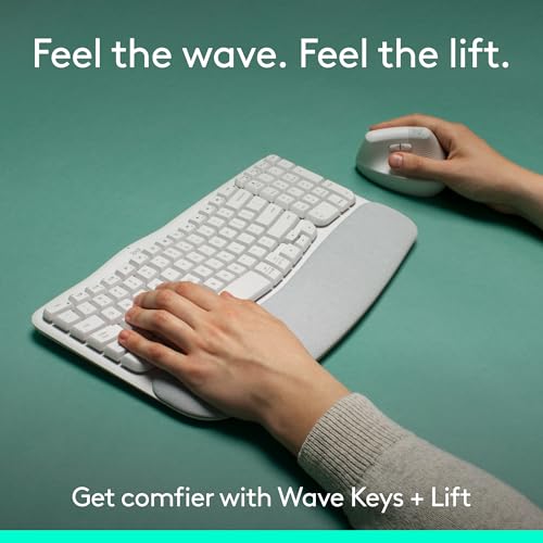 Logitech Wave Keys & Lift Vertical Mouse - Ergonomic Wireless Keyboard and Mouse Combo - with Cushioned Palm Rest, Easy-Sw...