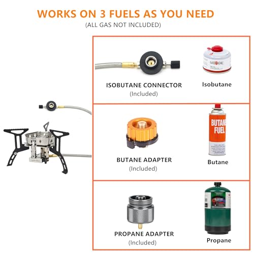 ONLYFIRE OUTDOOR LIVING Portable Camping Gas Stove 6800W, Small Backpacking Stove with Propane Gas Adapter, Mini Foldable ...