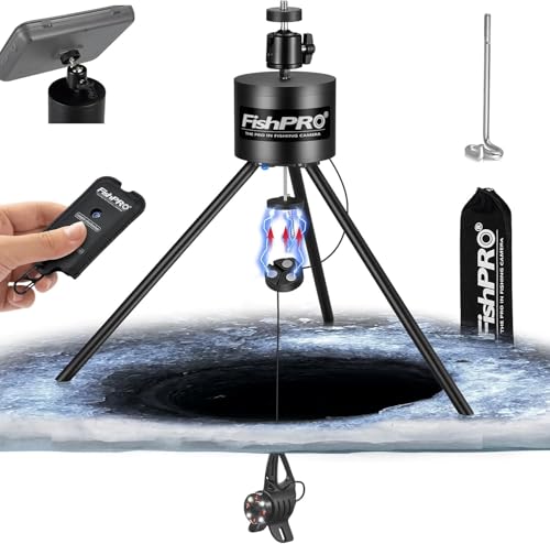 [FishPRO® 𝟮𝟬𝟮𝟲 𝐌𝐚𝐠𝐧𝐞𝐭] Tripod for Underwater Fishing Camera, For Max 11" Ice Hole - 2 Fix Way, [Full Aluminum] P...