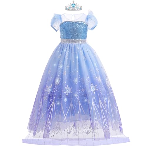 Danvren Princess Dress Costume for Girls Ages 3-8 with Long Cape Dress up Gift for Girl Birthday Xmas Halloween Cosplay Party