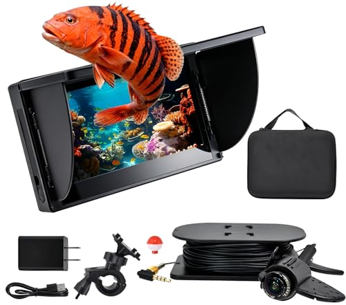 Underwater Fishing Camera,6 Inch Fish Finder Depth Finder, Portable Fishfinder with 1280 * 720 AHD Display, 80FT/Waterproo...