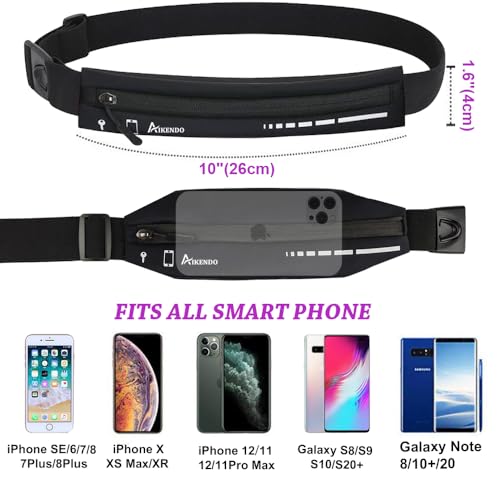 AIKENDO Slim Running Belt for Women Men,Runners Fanny Pack Phone Holder,Running Pouch Waist bag for Workout Jogging,Money ...