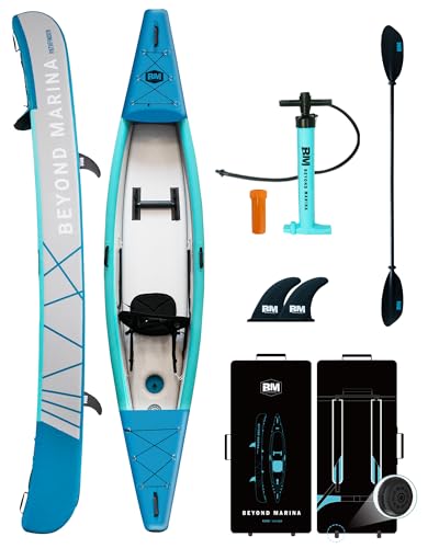 BEYOND MARINA Inflatable Kayak 1 & 2 & 3 Person Adult- Full Drop Stitch Kayak with Aluminum Paddles, Seats, Footrests, Pum...